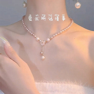 珍珠项链轻奢时尚气质2023潮女短款锁骨链小众设计感高级颈链