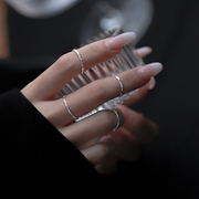 925纯银戒指女轻奢小众设计简约素圈冷淡风食指尾戒时尚个性指环