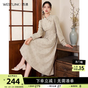 西遇新中式旗袍连衣裙女2024年春季高级感气质收腰显瘦仙女裙
