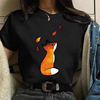 foxwoment-shirt夏季卡通，狐狸印花休闲清凉短袖圆领t恤男女