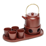 定制尊壶紫砂壶茶具套装，茶壶茶杯带保温底座礼盒装，一壶四杯带茶盘