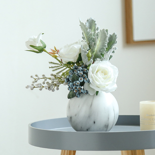 北欧现代创意电视柜圆形陶瓷花瓶摆件客厅插花干花家居装饰品摆设