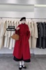 高级红色双面羊绒大衣女中长款2023冬季宽松系带羊毛外套韩版
