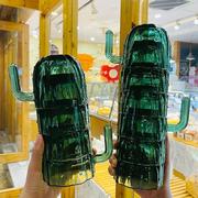 仙人掌造型玻璃杯叠叠杯原色玻璃杯具套装创意水杯家用茶具喝水杯