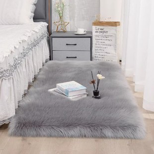 长毛绒地毯床边卧室客厅羊皮毛，地垫家用圆形，床前毯飘窗垫加厚防滑