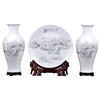 景德镇陶瓷器三件套花瓶摆件插花中式玄关客厅家居装饰品摆设
