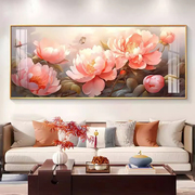 新中式牡丹花客厅装饰画花开富贵挂画轻奢大气，温馨沙发背景墙壁画