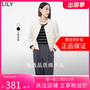 lily2024春女装绵羊毛，复古气质小香风优雅通勤短外套小个子女