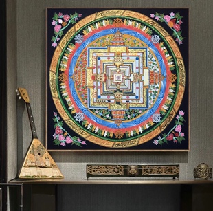 时轮金g坛城藏族，唐卡艺术家居装饰挂画尼泊尔手绘唐卡