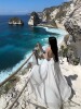 巴厘岛旅行拍照沙滩裙仙女，海边度假白色，飘逸大裙摆露背挂脖连衣裙