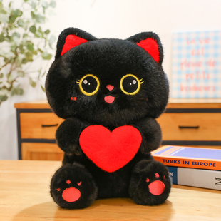 黑色猫咪情侣毛绒玩具可爱小猫喵玩偶布娃娃送女友情人节生日礼物