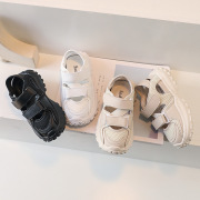夏季儿童镂空运动半凉鞋韩版时尚，男童女童休闲框，子网鞋纯色学生鞋
