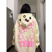 hellokitty凯蒂猫开衫，连帽卫衣女秋季宽松设计感小众薄款外套