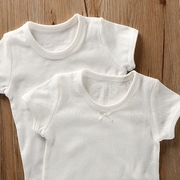 纯白色短袖t恤男童夏季女童宝宝婴儿，纯棉半袖上衣儿童装睡衣女孩