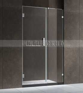 无框淋浴房一字形沐，浴房不锈钢整体浴室，隔断简易平开门屏风玻璃门