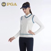 PGA高尔夫服装 女士时尚毛织背心 V领套头针织毛衣舒适保暖101328