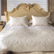 欧式全棉绗缝被三件套纯色床盖毯单件，夏凉空调被枕套，沙发炕垫床上
