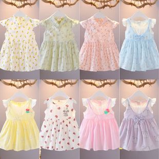 夏季女童裙子0-1-2-3岁女宝宝，纯棉吊带连衣裙6个月，婴儿女孩棉布裙