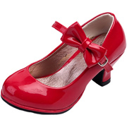 2023春秋季新女童(新女童，)单鞋坡跟公主皮鞋韩版儿童鞋子休闲小高跟舞蹈鞋
