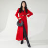 法国CanaryKiss新年战袍千金感新年红色风衣外套女长款拼接气