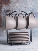潮宋瓷哑光欧式陶瓷咖啡杯套装200ml咖啡杯带碟带勺送咖啡杯架