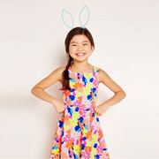 2019夏装女童荧光色花朵，吊带连衣裙美背设计连衣裙