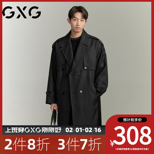 GXG23秋季时尚休闲男款双排扣中长款风衣外套