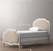 法式儿童床实木床1.2米单人床美式乡村复古白色女孩床公主床1.5