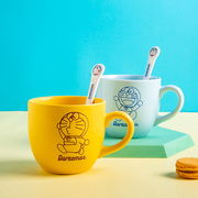 哆啦a梦马克杯卡通儿童可爱水，杯子陶瓷情侣，对杯早餐咖啡杯蓝胖子