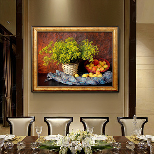 餐厅装饰画欧式客厅沙发背景墙挂画卧室玄关壁画单幅酒杯油画美式