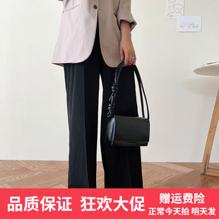 女士单肩包韩版时尚手提包，源头纯色pu皮包黑色斜挎包