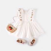 白色樱桃女童连衣裙宝宝，夏装纯棉背心，裙超洋气女婴儿童装幼儿裙子