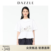 DAZZLE地素奥莱 巴巴爸爸系列刺绣薄款白衬衫女2D3D3061C