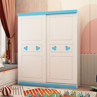 儿童衣柜家用卧室木质推拉门储物柜简易矮移门小户型出租房大衣橱