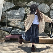 韩版女童大牌时尚外套2023秋装宝宝洋气短款，风衣儿童潮牌长袖夹克