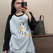 日系卡通圣诞狗睡衣女春秋纯棉圆领可外穿长袖长裤家居服情侣套装