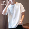 中国乔丹短袖T恤男2023夏季圆领纯色体恤宽松t半袖运动服