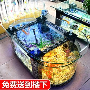 大型生态茶几鱼缸客厅，水族箱玻璃家用桌面乌龟缸中型电视柜可