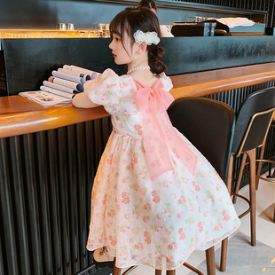 女童夏装连衣裙2024韩版洋气，儿童夏季裙子，女孩中大童公主裙潮