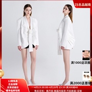 zs名品越南设计师xipi白色，深v领立体花宽松胸前褶皱外套