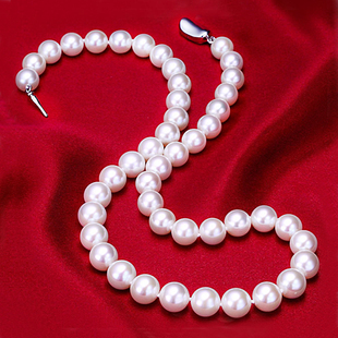 天然珍珠项链女时尚，母贝正圆锁骨，链送妈妈婆婆母亲节生日礼物颈链