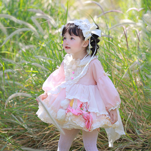 女童洛丽塔lolita公主裙，周岁生日礼服，长袖连衣裙秋装蓬蓬裙