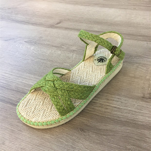 大漠行麻鞋夏季女士编织凉鞋，平底吸汗草鞋，妈妈透气森女田园校园鞋