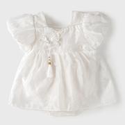 婴儿衣服夏装女宝宝连体衣，洋气新中式满月百天公主裙子短袖包屁衣
