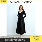 UR秋冬女装法式气质设计感拼接垂感显瘦连衣裙UWU730046