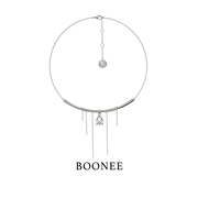 boonee愚人系列链条缠绕水滴锆石，流苏短项链轻奢小众高级感锁骨链