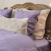 1820美式床品四件套 紫色菱形花亚麻枕套靠枕套/田园纯色棉麻盖被