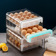 日式鸡蛋盒冰箱保鲜收纳盒，双层可叠加滚蛋，盒抽屉式防摔透气鸡蛋盒