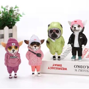 2023独立站仿真狗狗装饰品可爱时尚的动物树脂娃娃摆件装饰品