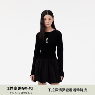 REVAN芮范2024春季设计师款复古高级感毛衣连衣裙RM11103121
